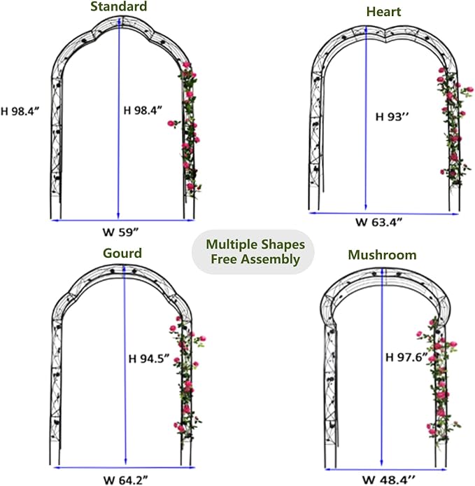 Metal Garden Arch 98.4" H White Garden Arbor Trellis - Image 2