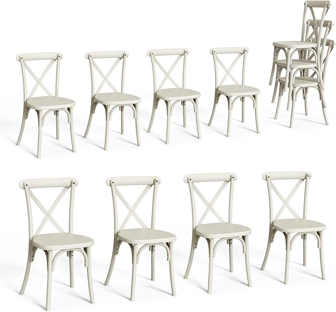 VINGLI Plastic Outdoor Dining Chairs Set of 8, Stackable Patio Dining Chairs by VINGLI