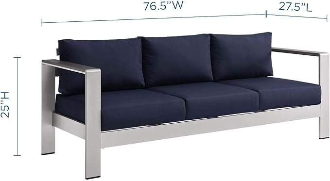 Modway Shore Aluminum Metal Outdoor Patio Sofa - Image 2