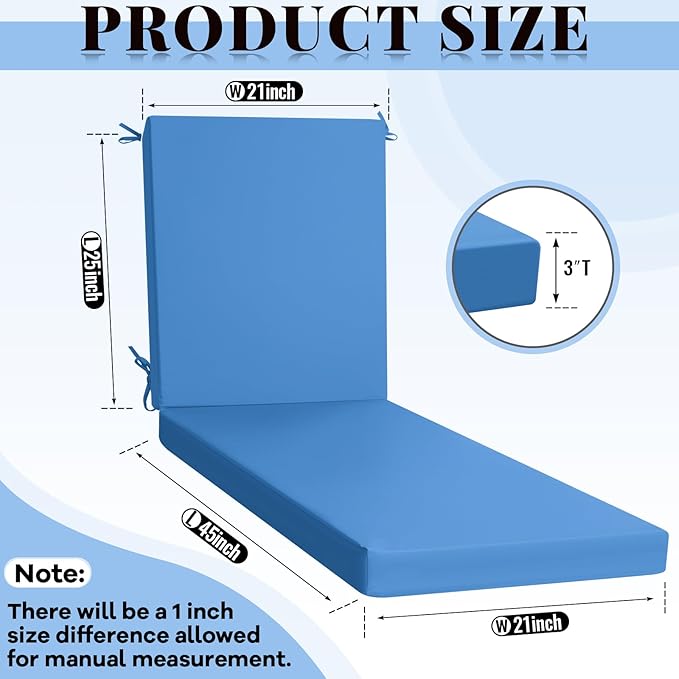 Patelai 2 Pcs Outdoor Chaise Lounge Cushions - Image 2