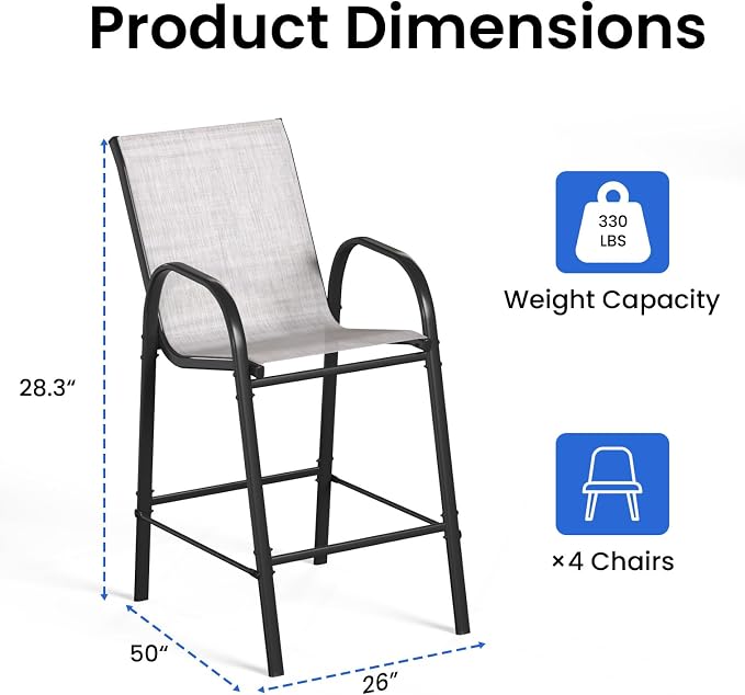 8-Piece Outdoor Bar Stool Set - Image 3