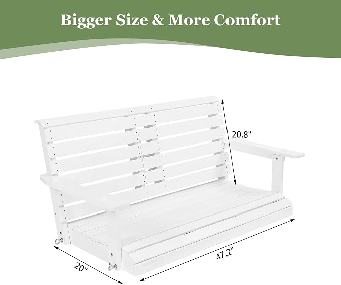 Poly Lumber 2-Seat Porch Swing, HIPS 4.5-Feet Bench Swing - Image 6