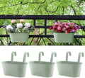 3 Pack Metal Railing Planters, 10.5" Oval Hanging Flower Pots by MeltsetM