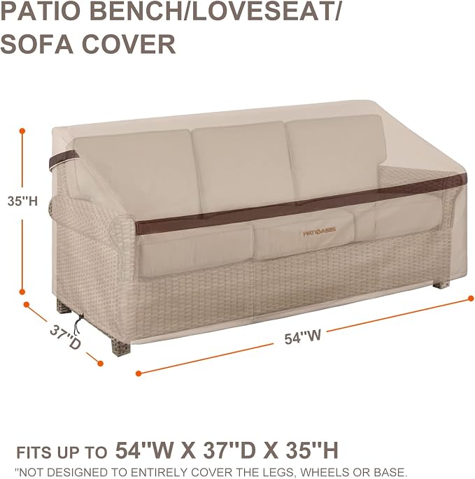 Patio Bench Covers 54'' x 37'' x 35'' Outdoor Waterproof Loveseat Cover UV - Image 3