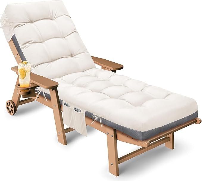 Outdoor Lounge Chair Cushion, Waterproof Replacement Chaise Lounge Cushions by Tycdiose