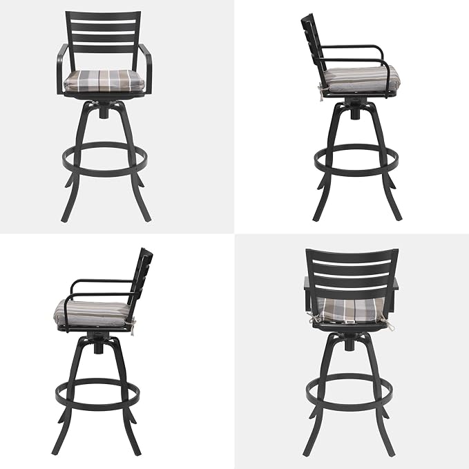 Pellebant 29.5" Outdoor Bar Stools Set of 8, Aluminum Swivel Patio Bar Height - Image 7