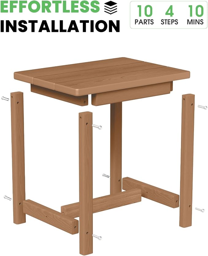 Outdoor Side Table – 17" HDPE Adirondack Side Table, Sturdy Small Outdoor Tables - Image 2