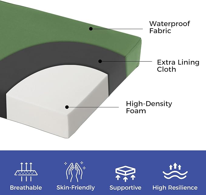 Outdoor Bench Cushions for Outdoor Furniture, Waterproof Bench Pillow, Fade - Image 3