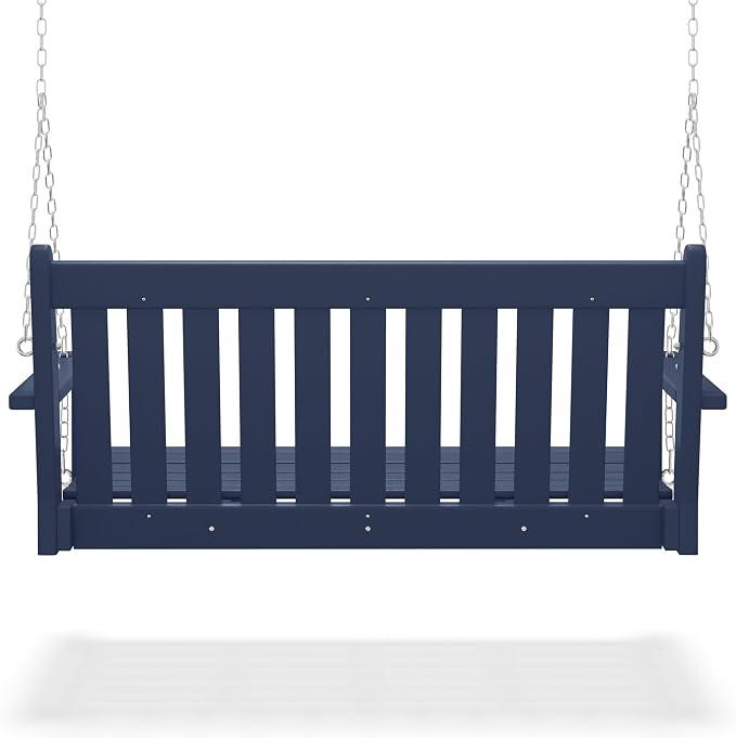COSTAELM Paradise Outdoor Patio HDPE Hanging Front Porch Swing Bench - Image 5