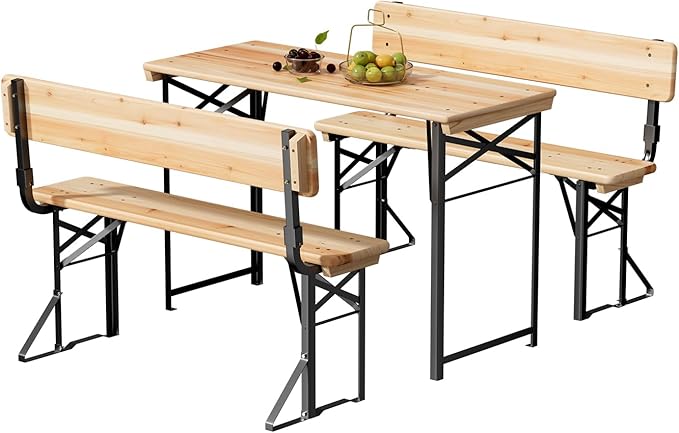 VINGLI 45 Inch Folding Picnic Tables and Chair Set by VINGLI