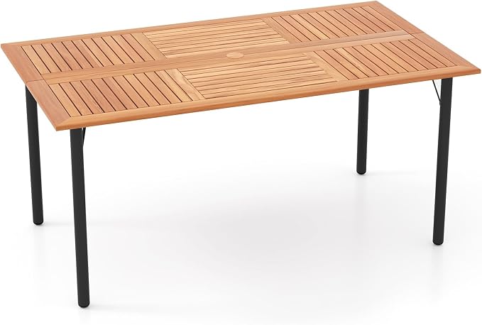 Tangkula 63" Acacia Wood Patio Dining Table - Image 9