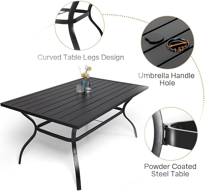 7-Piece Outdoor Dining Set, 6 Stackable Patio Portable Chairs & 60'' - Image 4