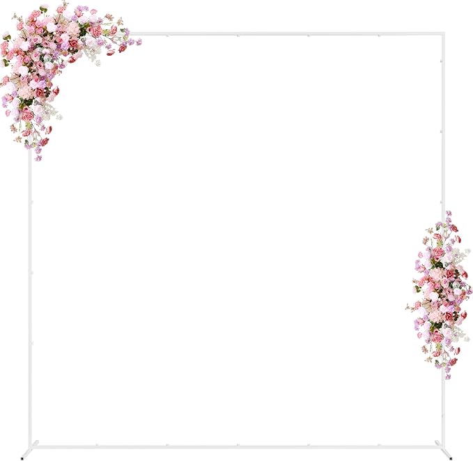 Wokceer Wedding Arch Backdrop Stand Square 7.2 x 7.2 FT White Metal Backdrop by Wokceer