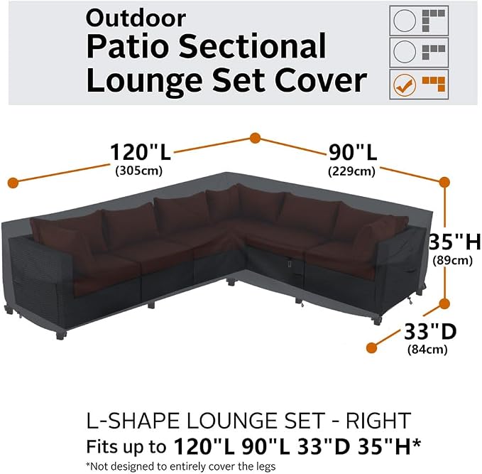 Heavy Duty Outdoor Sectional Sofa Cover, Lawn Patio Couch Protector - Image 4
