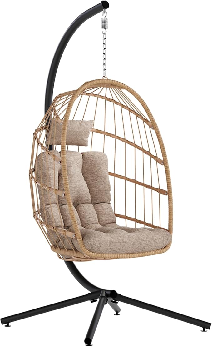 SWITTE Egg Chair Outdoor with Stand, Indoor Wicker Hanging Egg Swing Chair with by SWITTE