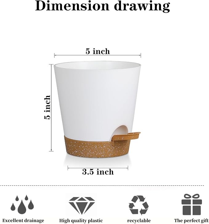 5 Pack 5 inch Self-Watering Pots, African Violets Planter - Image 2