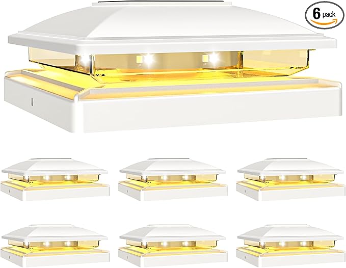 VOLISUN Solar Post Cap Light Outdoor Waterproof 6pack, Solar Fence by VOLISUN