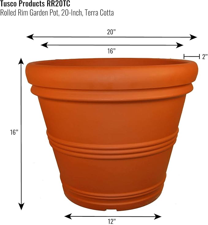 Tusco Products RR20TC Rolled Rim Garden Planter, Terra Cotta - Image 2