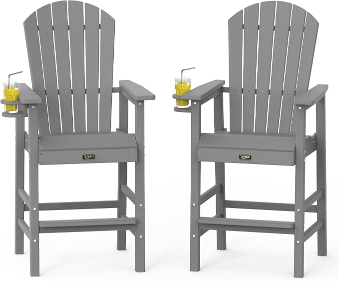 VINGLI Tall Adirondack Chairs Set of 2, All-Weather Plastic Adirondack Chair by VINGLI