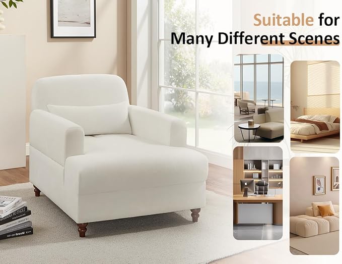 Oversized Chaise Lounge Accent Chair, Cloud Fluffy Chaise Sofa Recliner - Image 8