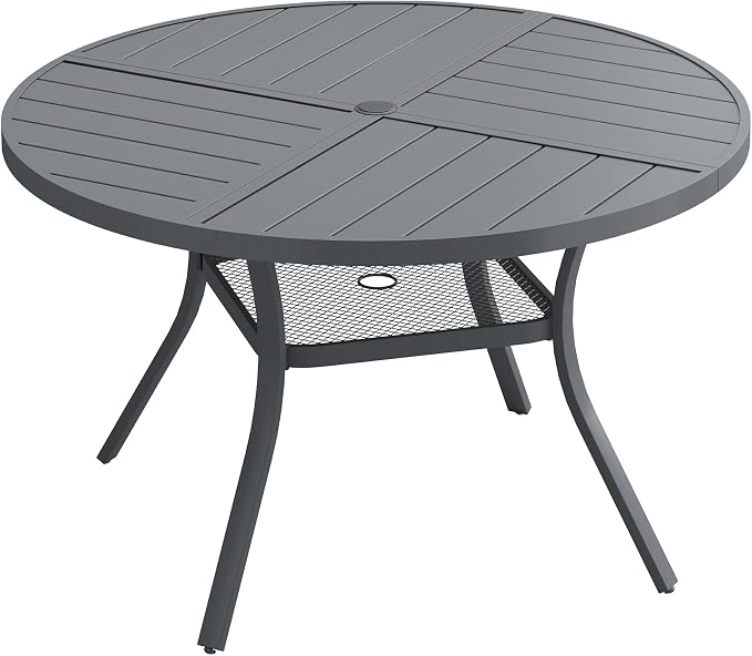 Patio Dining Table for 4, Round Metal Outdoor Table by VOXBIN