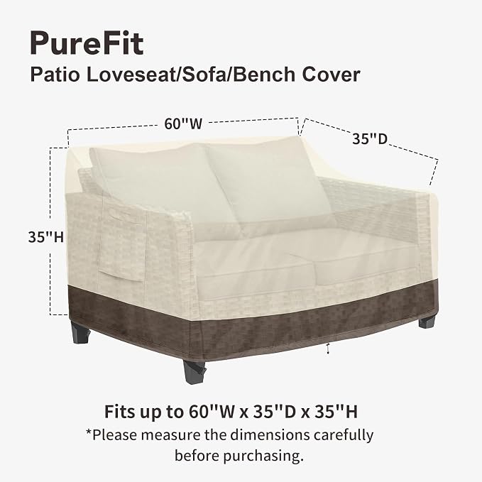 PureFit Outdoor Couch Cover Waterproof Patio Sofa Furniture Covers, 2-Seater - Image 2