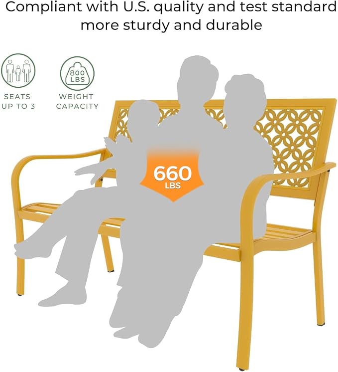 Grand patio 50" Outdoor Bench, Garden Benches - Image 4