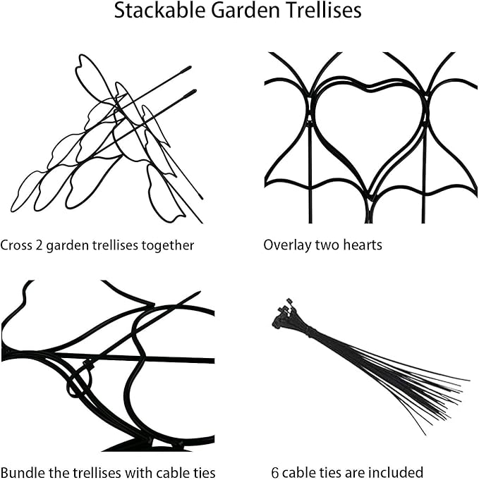 Plant Trellis for Climbing Plants Indoor Outdoor, Trlzey 3 Pack Stackable Metal - Image 3