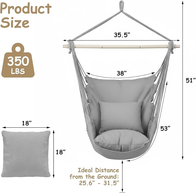 Athena Collection Hammock Chair Hanging Rope Swing Chair - Image 2