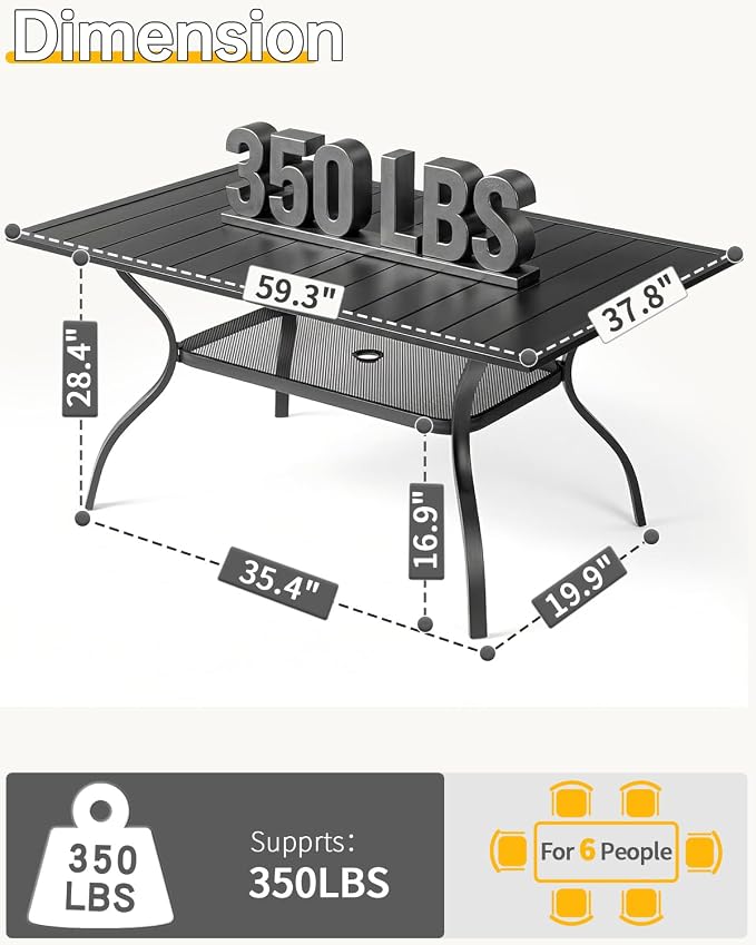 Outvita Outdoor Patio Table for 6 Person - Image 3