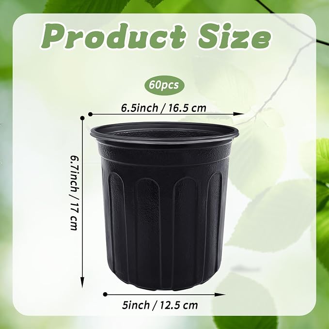 60 Pcs 1 Gallon Plant Nursery Pots, Plastic Seed Starter Pot - Image 2