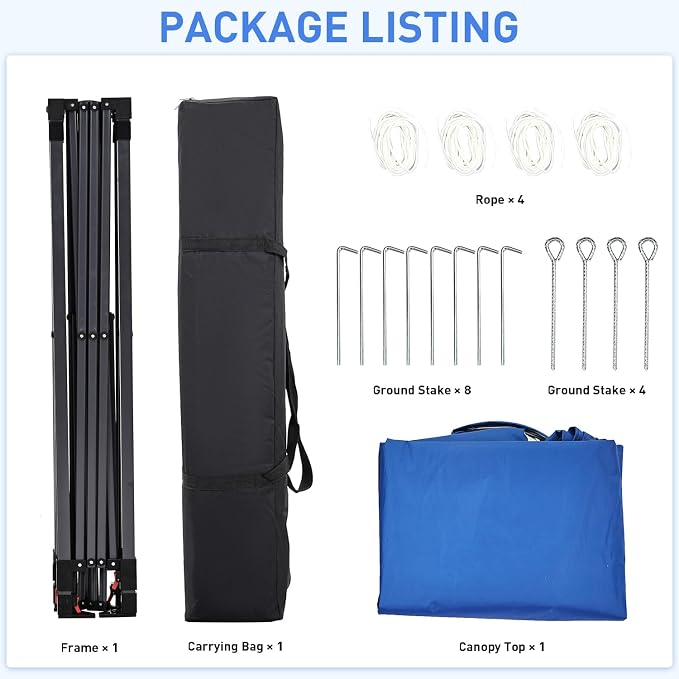 Pop Up Canopy, 10x10 FT Instant Outdoor Canopy Tent - Image 7