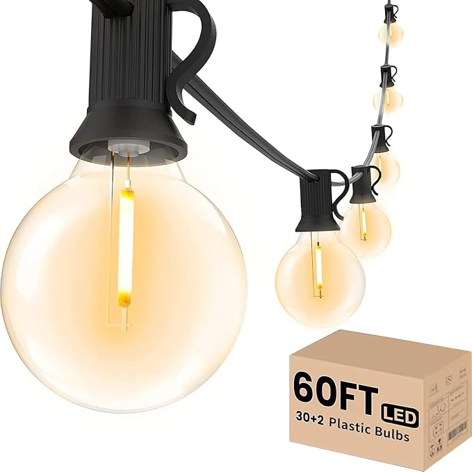 Svater Outdoor String Lights LED 60 FT, Patio Globe Lights by Svater