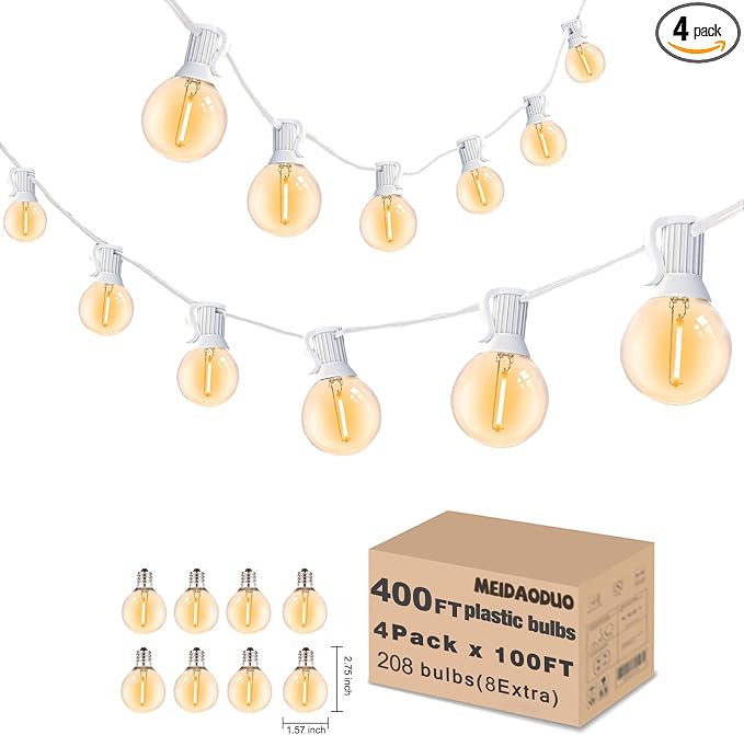 400FT White String Lights for Outside by Meidaoduo