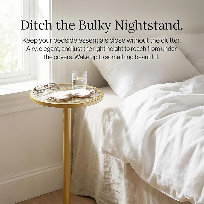 Gold Drink Table, Indoor Outdoor Small Round Side Table - Image 8