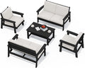 SERWALL HDPE Patio Furniture Set, 5 Piece All Weather Wood-Like Sectional by SERWALL