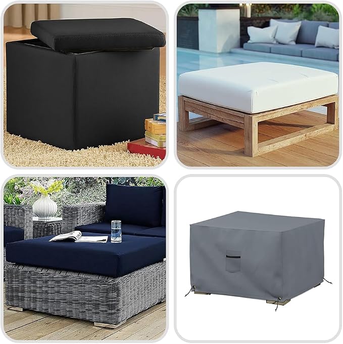 Covers & All Outdoor Ottoman Slipcover, 12 Oz PVC Polyester, Waterproof Ottoman - Image 8