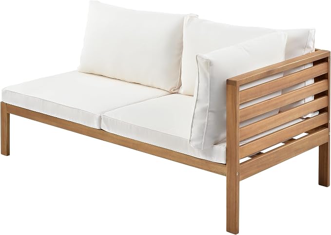Outdoor Eucalyptus Wood 4 Piece Sectional Sofa Set - Image 8