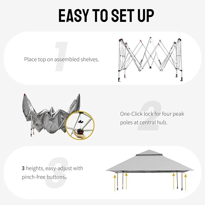 CROWN SHADES 11X11 Outdoor Pop Up Gazebo Base 10X10 Patio Gazebos Patented - Image 4