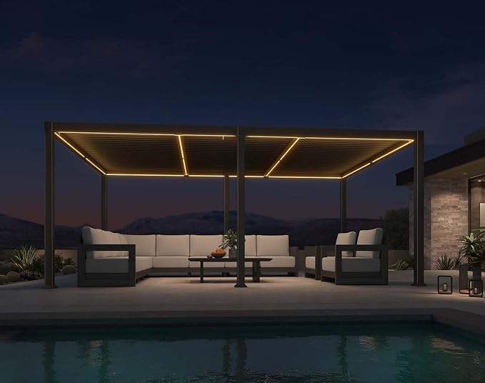 PURPLE LEAF 11' x 18' Outdoor Louvered Pergola Aluminum Pergola by PURPLELEAF