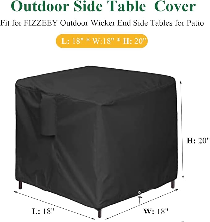 Outdoor Wicker End Side Tables Cover - Image 2