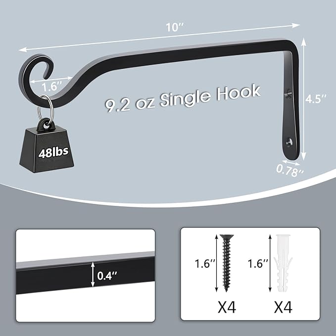 Gtongoko 2 Pack 10 Inch Metal Plant Hangers Wall Hooks - Image 2