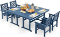 HDPE Outdoor Dining Set, 6-Piece Outdoor Table and Chairs Include 4 Dining by Unknown
