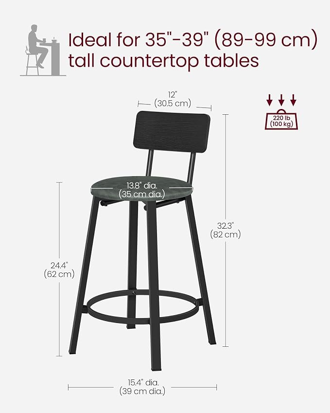 VASAGLE Bar Stools, 29.7-Inch Barstools - Image 3