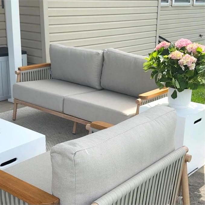 Acanva Modern All-Weather Aluminum Outdoor Patio Sofa - Image 6
