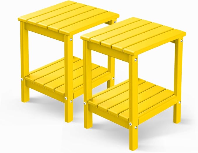 GREENVINES Adirondack-Outdoor-Side-Table | Set of 2 | 14 x 13 Inches | HDPE by GreenVines
