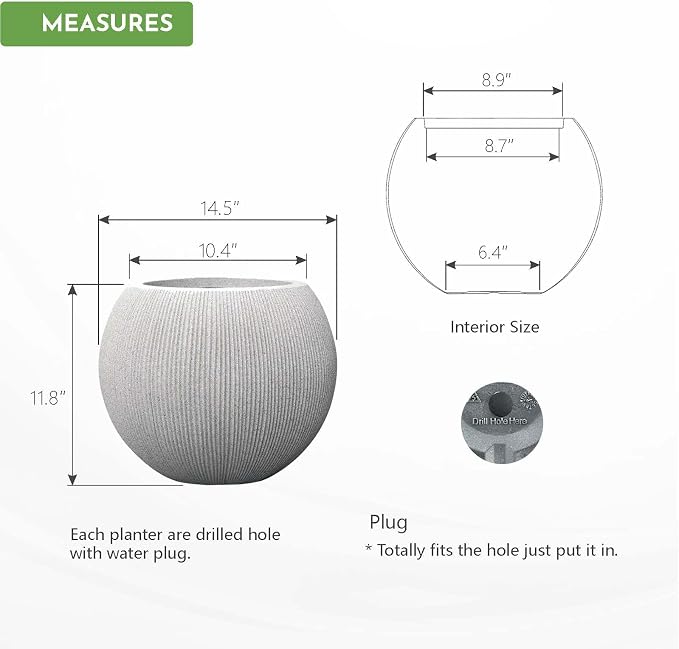 11.8" H X 14.5" D Round Plastic Planter - Image 2