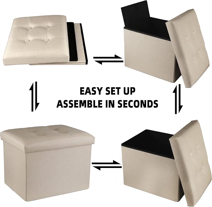ALASDO Storage Ottoman Footrest Stool Small Ottoman - Image 4
