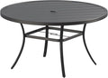 Patio Dining Table for 6-8, Round Metal Outdoor Table by VOXBIN