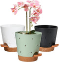 Orchid Pots with Holes, 6 Inch Self Watering Orchid Pot 3 Pack Plastic Plant by Vanslogreen